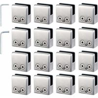 16 PCS Pince Verre 8-10mm en Acier Inoxydable 304 Réglable Angulairement Fixation Miroir Mural, pour Garde-Corps d'Escalier Clôture de Piscine