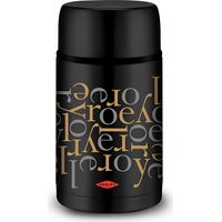 Thermos d'une capacité de 1 litre pour solides, sans BPA, noir avec motif de lettrage