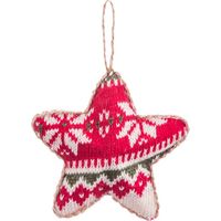 Décoration sapin de noël classique étoile tricot rouge 11x4x11cm