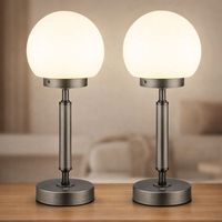Tischlampe Tischleuchte Nachttischlampe Touchdimmer Akku LED anthrazit, Lichtfarbe einstellbar, 2,5W 136lm warmweiß-kaltweiß, DxH 11,5 x 28,5 cm, 2er Set