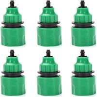 Raccord Rapide Pour Tuyau D Arrosage - Connecteur Unidirectionnel En Plastique Vert - Compatible Diamètres Intérieurs 4 mm Et 8 mm - Lot De 6