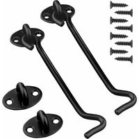 2 Pezzi Gancio per Cabina Gancio di Chiusura per Porta Ganci in Acciaio Inossidabile Nero con Chiusure e Bulloni per Porte a Olio per Serrature Porta di Fienile, Bagno, Finestra, Porta Scorrevole 6 Po
