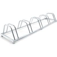 Wiltec Râtelier pour 5 vélos, 1580 x 395 x 225 mm, Montage au sol et mural, Support bicyclette en acier galvanisé, Pied béquille de stationnement