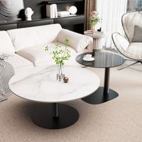 Nesting Coffee Table Set of 2 Tempered Glass Side Table, Grey White