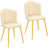 Set di 2 sedie a conchiglia ADELLA in velluto beige con gambe dorate