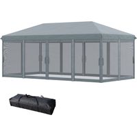 Tonnelle 6x3m Pop-Up Carpa avec 6 Parois Latérales Malla Anti-UV et Sac de Transport Gris