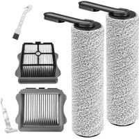 2 Brosse à rouleau, 2 Filtre HEPA, microfibre douce, double couche, pour Tineco Floor One S5