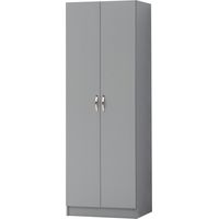 2 Door Wardrobe White Or Grey Modern Bedroom Storage Unit - Grey