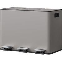 Poubelle tri sélectif 45L 3 compartiments à pédale métal