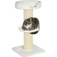 Arbre à chat avec griffoire et aire de jeux, 2 plateformes et coussin moelleux couleur crème