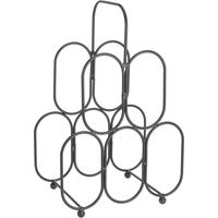 Portabottiglie in metallo nero per 5 bottiglie, porta alcolici, ripiano
