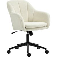 Chaise de bureau 60x63x84-94 cm, dossier courbé, pour chambre et salon - Tissu velours beige