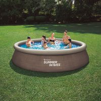 Piscine autoportante imitation rotin 396x84 cm – Capacité 7 147 litres – Bord gonflable pour montage rapide – Purificateur à cartouche inclus – Ehlis
