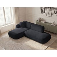 BOBOCHIC - Canapé d'angle fixe modulable ANDA avec 1 méridienne et 1 chauffeuse bout de canapé Angle gauche Noir