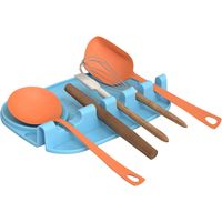 Poggiamestolo in Silicone per Utensili da Cucina, 2 in 1 Poggia Mestoli da Cucina per Cucchiaio in Silicone,poggia-Cucchiaio, spatola, mestolo, forchetta, Antiscivolo, Resistente al Calore (Blu)