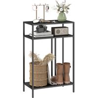 Tavolo Consolle con Ripiani Aperti a 3 Livelli, in Acciaio, 55x30x85 cm, Nero