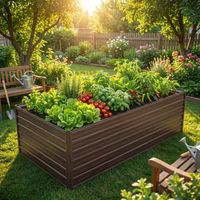 Carré potager métal effet bois 219 x 112 x 64 cm, bac surélevé fond ouvert