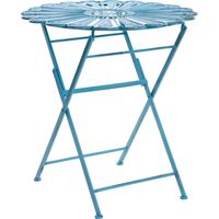 Outdoor Bistro Table Blue Metal Powder Coated Distressed Effect PAVIA