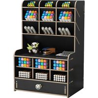 Wooden pen organizer with drawer, DIY pencil holder, desk tidy caddy, office stationery