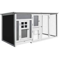 Pollaio per Galline Ovaiole Esterno Legno con Tetto Impermeabile e Zona Corsa, 160x75x80 cm, Grigio Bianco