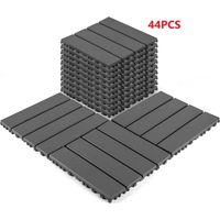 Set di 44 piastrelle per pavimentazione in polipropilene PP 30,5x30,5cm ad incastro, per giardino, esterni e interni, rimovibili, ideali per balconi e piscine, colore grigio