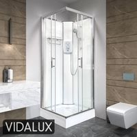 Vidalux Pure E Square 800 x 800 White Electric Shower Cabin Triton Standard 8.5KW
