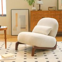Joli fauteuil d'appoint avec pieds en bois massif, fauteuil de salon en velours avec coussin moelleux, fauteuil confortable pour la chambre, fauteuil de lecture confortable sans accoudoirs pour appart