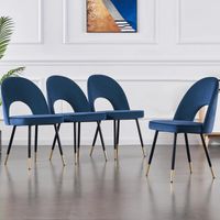 AINPECCA Set Of 4 Dining Chairs Velvet Seat Metal Legs Kitchen Lounge Living Room Chair Home,4pcs Blue
