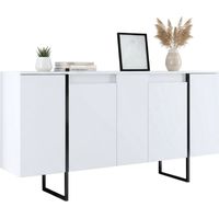 Dmora - Credenza Betel, Buffet da soggiorno, Madia da salotto, Dispensa da cucina, 160x35h80 cm, Bianco e Nero, con imballo rinforzato, con imballo rinforzato