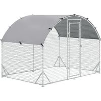 Pawhut – Enclos poulailler extérieur 2,8x1,9x1,97m – Acier galvanisé – Toit anti-UV – Convient pour 4 à 6 poules – Argenté