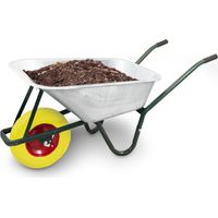 Schubkarre 100L / 250Kg Schubkarren Schiebkarre Bauschubkarre Verzinkt mit PU Rad 4.80/4.00-8 mit Achse (Gelb)
