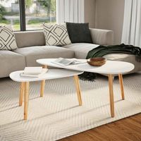 Vidaxl – Ensemble de tables basses gigognes 2 pcs en bois de pin massif – Dessus en MDF robuste – Dimensions 100x50x40 cm et 70x34,5x35 cm – Blanc