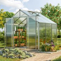 GFP Invernadero Topas 3 estructura de aluminio 225x195 cm, placas alveolares de 8 mm, con sistema de apertura automático de ventanas y base de cimentación metálica