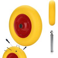 Swanew – Roue de brouette caoutchouc plein 390 mm – Roue increvable en mousse PU – Jante acier robuste – Capacité 120 kg – Alésage 16 mm