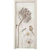 PEGATINA DE PUERTA Flores - Acuarela - Naturaleza muerta - Marrón - Vintage Para Dormitorios