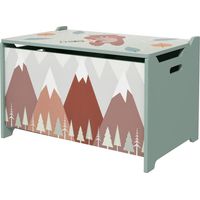 Coffre de rangement, coffre à jouets, couvercle à charnière, joli design, vert