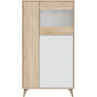 KIKUA PLUS Vetrina Soggiorno 3 Ante 77x33x142cm Rovere Bianco Ripiani Interni