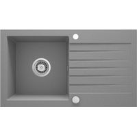 Lavello cucina in granito con 1 vasca e gocciolatoio 76x44 cm grigio metalizzato - Zeno