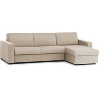 Dmora - Schlafsofa Dabakar, Ecksofa, 100% Made in Italy, Sofa mit Drehöffnung, mit Wendebehälter Halbinsel, mit Standard-Armlehnen, Cm 280x95h90, Beige