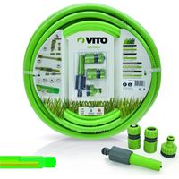 Tuyau d'arrosage 15mm 10 m KIT PVC lance multi jet + 2 raccords + nez de robinet VITO