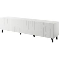 Mueble de TV MOBY 200 cm 4D cuatro puertas tablero MDF frente fresado blanco mate