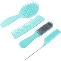 4pcs Hair Comb Set Home Salon Travel Portable Detangling Hair Brush Tail Comb Styling Tool for Men WomenGreen Box Packed