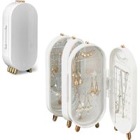 D'Affichage Organisateur BoîTe à Bijoux,PréSentoir Boucles D'Oreilles Pliable En Acrylique,BoîTe à Bijoux Pliable En Plastique,Collier PréSentoir Avec Miroir,Pour Boucles D'Oreilles,Colliers (blanc)