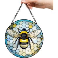 9 cm Attrape-soleil en verre coloré fleurs, panneau suspendu pour fenêtre, idée cadeau pour homme femme