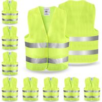 Gilet Jaune Adulte: 10 Pièces Gilet Jaune Voiture, Gilet Réfléchissant, Gilet Fluorescent De Sécurité, Gilet de Sécurité Reflechissant, Gilet Haute Visibilité Homme Femme pour Conducteurs