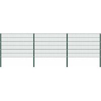 Panneau de clôture avec poteaux Clôtures de jardin Panneau de clôture Fer 5,1 x 1,2 m Vert 96880