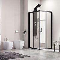Box doccia 90x70 angolare profili neri vetro trasparente modello KF1000B kamalu