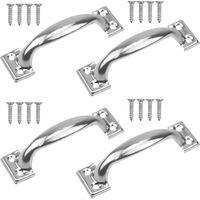 Poignée de porte, lot de 4, 5 pouces, 122 mm, style campagnard avec vis, convient pour armoire, penderie, poignée de porte, tiroir (argent)