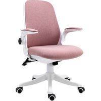 Vinsetto Sedia Ergonomica ad Altezza Regolabile in Simil Velluto Bianca e Rosa