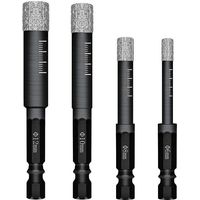 Lot de 4 Forets Mèches diamant pour Carrelage Céramique Grès Cérame Tuiles Verre Pierre. Mèches Diamantées Professionnelles Carreaux de Céramique Drill Bits Tool - 6mm 8mm 10mm 12mm